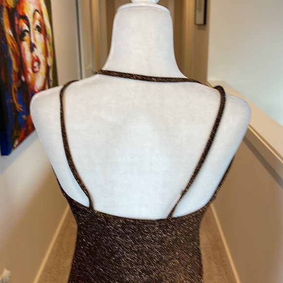 Zara body con sparkle gold glitter side ruffle dress - Picture 4 of 12